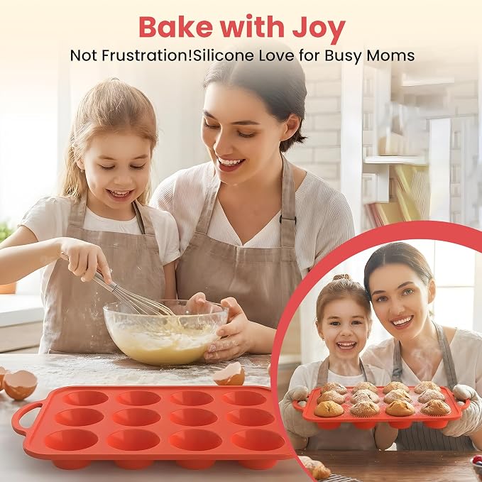 2Pack Silicone Muffin Pan for Baking - Cupcake Pans with Metal Frame - Image 7