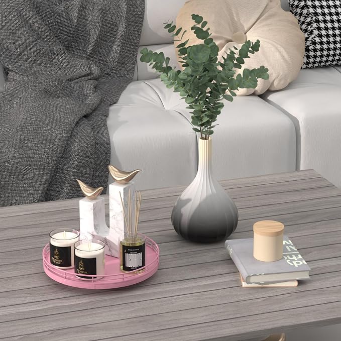 Oroyutor 9-Inch Oak Lazy Susan Decorative Tray, Pink Finish | Rotating oak tray organizes spices, toiletries and decor on kitchen counters, bathroom vanities, dining and coffee tables. - Image 4