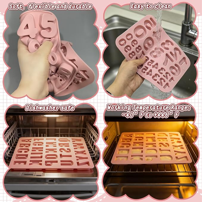 Letter Chocolate Molds, 2 Pack Silicone Letter Number Candy Mold | Alphabet Number Mold for Gummies, Ice Cubes, Cookies, Cupcake Decorations, Jelly, Jello, Birthday Party, Holiday Celebrations - Image 6