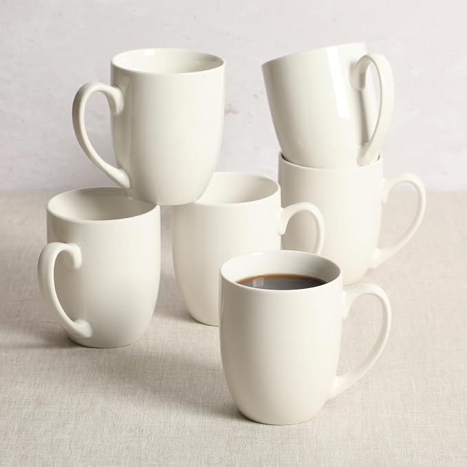 Gibson Home Great Essentials 16 Ounce Porcelain Coffee Mugs - Set of 6 - Cups for Latte, Hot Tea, Cappuccino, Mocha, Espresso, Cocoa - Image 4