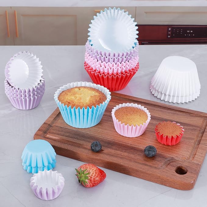 Caperci Heavy Duty Multicolor Jumbo Cupcake Muffin Liners for Baking - 100pcs Extra Large Grease-Resistant Paper Baking Cups, No Muffin Pan Needed, Odorless, Easily Peels (Bright Assorted Colors) - Image 7