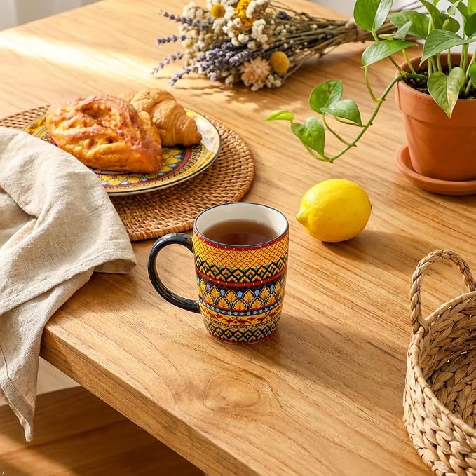 glowworm Ceramic Coffee Mugs Set of 6, 16 oz Mug with Handle, Bohemian | Milk,tea, Large Coffee Cups for Latte Cappuccino, Milk Colorful Cup for Mom Dishwasher & Microwave Safe - Image 4