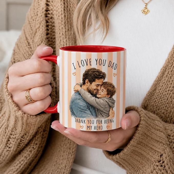 LOVELYPOD Custom Dad Daughter Portrait Coffee Mug, Photo Mug for Men, Fathers Day Mugs, Dad Gifts from Daughter Son, Fathers Day Presents, Personalized Photo Coffee Cup, Custom Father Gifts - Image 3