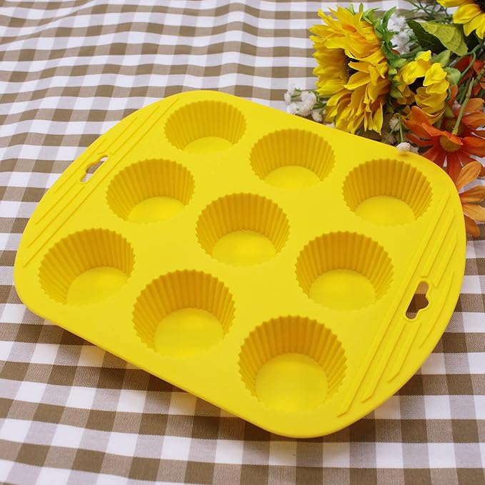 X-Haibei Round Cupcake Silicone Mold Pan - 2.3-Inch Cavity for Baking, Jello, Gelatin, Muffins, Wax Tarts & Soap Making
