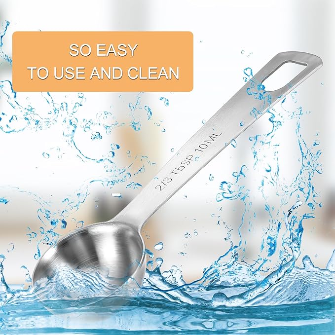 2 PCS 2/3 Tbsp (1 2/3 tsp | 10 ml | 10 cc) Measuring Spoons, Tablespoon Measuring Spoon, Stainless Steel Measuring Spoon for Kitchen Cooking Spoons(Silver)