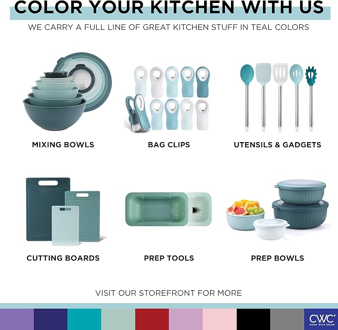 COOK WITH COLOR Silicone Cooking Utensils, Kitchen Utensil Set, Easy to Clean Silicone Kitchen Utensils, Cooking Utensils for Nonstick Cookware, Kitchen Gadgets Set, 10 Pieces, Teal - Image 9