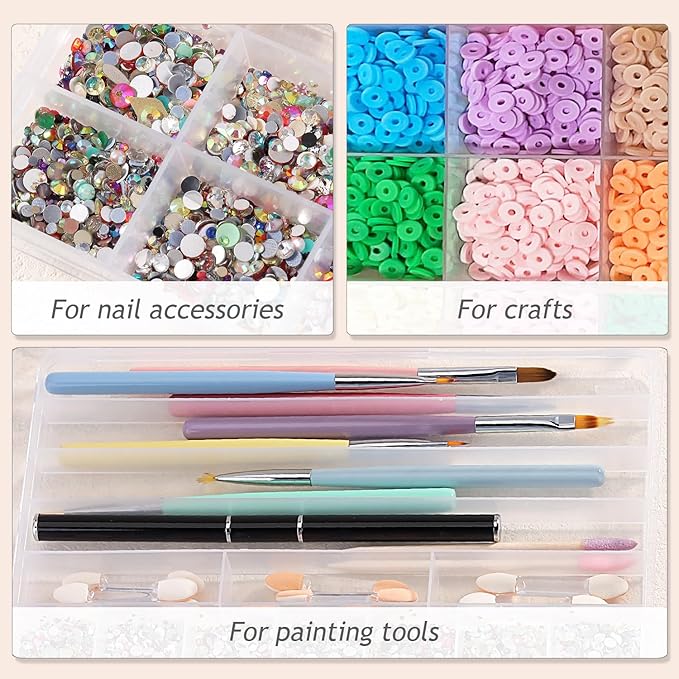 21 Grids Clear Large Plastic Organizer Box With Dividers, Bead Organizers And Storage Compartment Container For Nail Accessories/Jewelry/Craft/Screw/Small Parts/Diamond Painting Art Tools