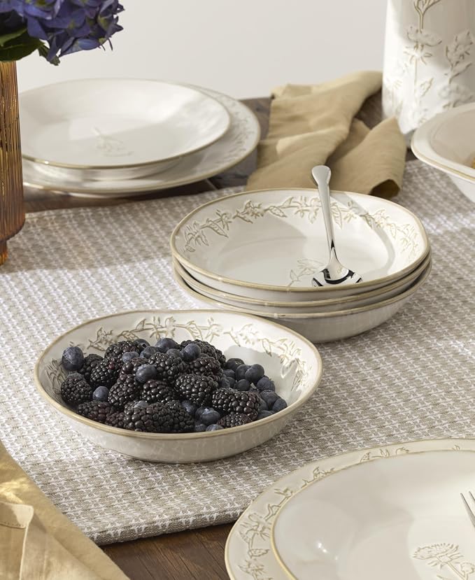 Lenox Homespun Stoneware 16-Piece Dinnerware Set for 4 | dishwasher safe, microwave safe | plates and bowls sets for kitchen and dining | 10.51 inch plate, dish set - Image 8