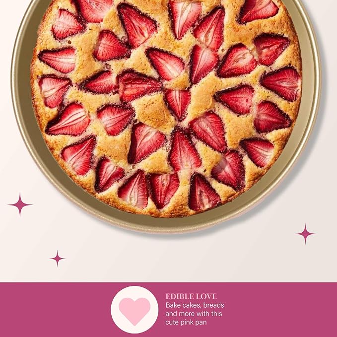 Paris Hilton Nonstick Carbon Steel Bakeware Collection, 9-Inch Round Cake Pan, Dishwasher Safe, Made without PFOA and PFAS, Pink Champagne Two-Tone - Image 4
