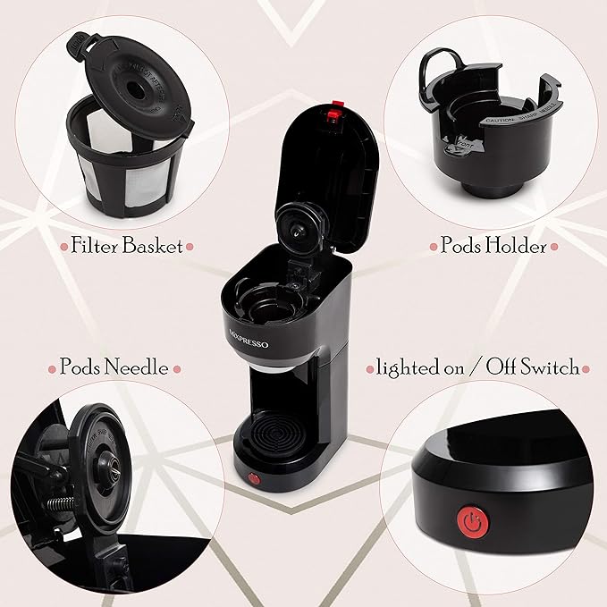 Mixpresso Single Serve Coffee Maker K Cup Coffee Maker for K Pods & Grounds | Compact 800W White Coffee Machine with 14 Oz Water Tank, Fast Brew & Auto Shut-Off, Small Design for Travel RV, Office& Dorm - Image 2