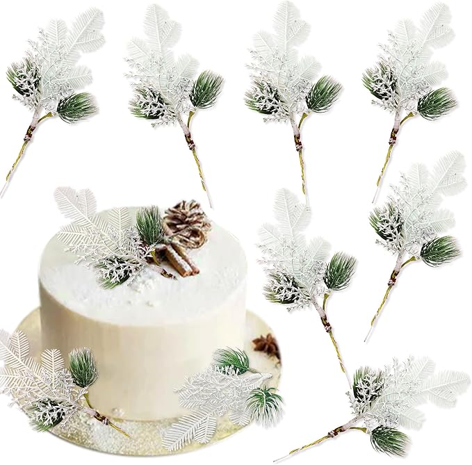 24PCS Christmas Cupcake Toppers Picks Artificial Pine Tree for Merry Christmas Table Decorations Baby Shower Decorations Supplies by Cyodoos