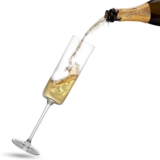 JoyJolt Champagne Flutes, Claire Collection Crystal Champagne Glasses Set of 2, 5.7 Ounce Capacity, Exquisite Craftsmanship, Ideal for Home Bar, Special Occasions – Made in Europe - Image 3