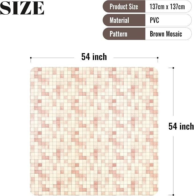 FIFTY FEET 54X54 Inch Square Tablecloth, Vinyl Tablecloth with Flannel Backing Waterproof Table Cloth, Spill Proof Picnic Table Cover for Outdoor/Indoor/Camping/Dining(Brown Plaid) - Image 5
