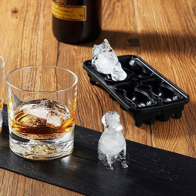 Golden Retriever Dog Ice Cube Mold, 4 Hole Fun Shapes Large Ice Cube Tray for Whiskey,Cocktail,Bourbon, Cute Novelty Golden Retriever Dog Gifts for Women, BPA Free