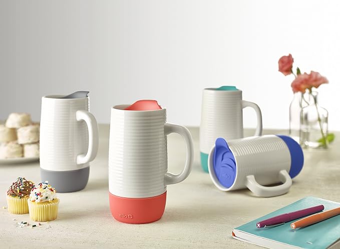 Ello Jane 18oz Ceramic Travel Mug with Handle, Splash-Resistant Slider Lid and Built-in Coaster, Perfect for Coffee and Tea, BPA Free, Dishwasher Safe, Holiday Gift Her Him, Yucca | Splash-resistant ceramic coffee tumbler with handle and silicone base.... - Image 5