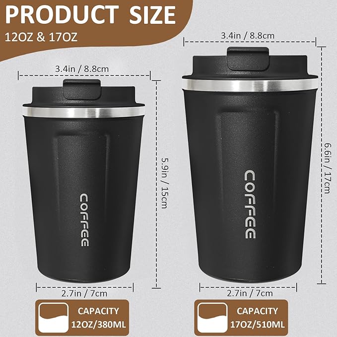4 Pack Travel Coffee Mug 17oz Insulated Coffee Cup with Lid, Reusable Thermal Coffee Cup Stainless Steel Coffee Tumbler to Keep Hot & Cold Drinks for Car, Daily, Travel and Gifts, Multicolor - Image 2