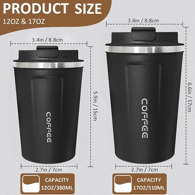 4 Pack Travel Coffee Mug 12oz Insulated Coffee Cup with Lid, Reusable Thermal Coffee Cup Stainless Steel Coffee Tumbler to Keep Hot & Cold Drinks for Car, Daily, Travel and Gifts, Multicolor - Image 2