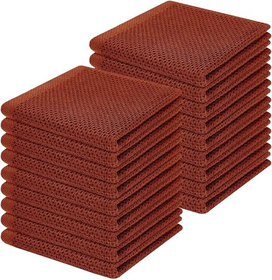 Homaxy 100% Cotton Waffle Weave Kitchen Dish Cloths 18-Pack, Rust | 12 x 12 Inches, Ultra Soft Absorbent Dish Towels, Quick Drying Dish Rags with Hanging Loop by Homaxy