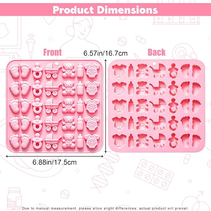 Cute Baby Silicone Fondant Cake Mold, Baby Feet Chocolate Molds | Silicone Baby Onesie Baby Bottle Pacifier Candy Mold Baking Mould for Baby Shower Cake Decoration Gummy Sugar Cupcake Topper - Image 2