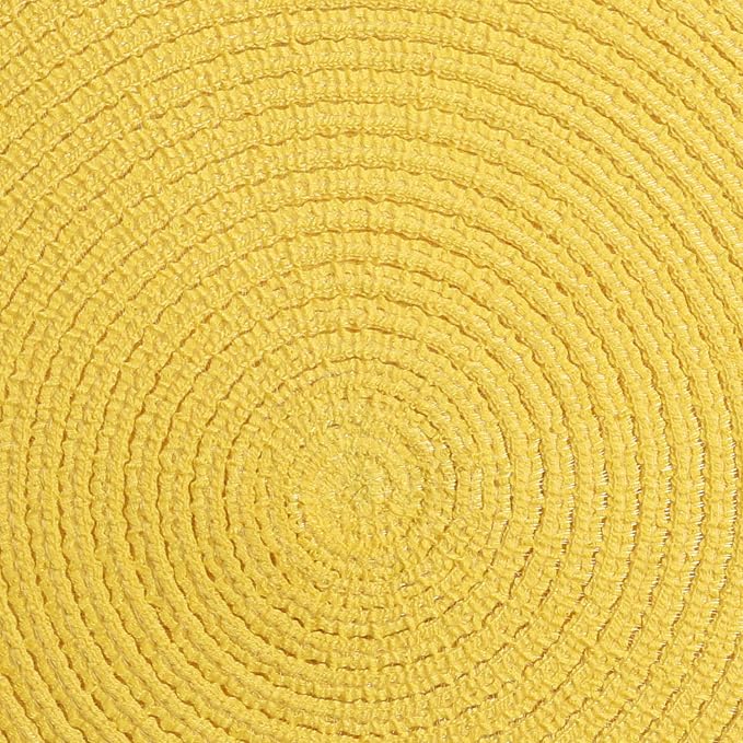 SHACOS Round Braided Placemats Set of 6 Kitchen Place Mats 15 inch Round Table Mats for Dining Tables Washable (Yellow, 6) - Image 4