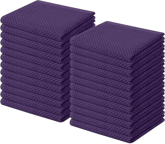 Homaxy 100% Cotton Waffle Weave Kitchen Dish Cloths 24-Pack, Eggplant | 12 x 12 Inches, Ultra Soft Absorbent Dish Towels, Quick Drying Dish Rags with Hanging Loop by Homaxy