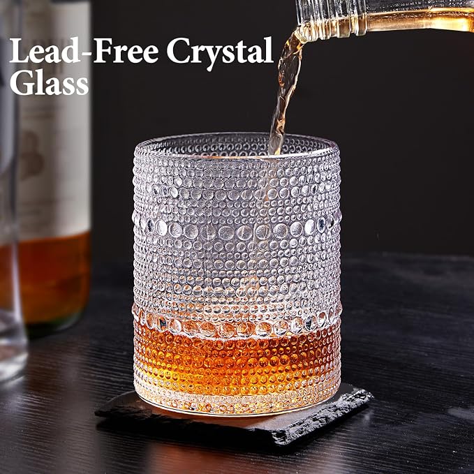 Drinking Water Glass Cups Set,Crystal Hobnail Glass set of 8,15oz&12oz | Unique Design Vintage Tall Glass Cups Sets for Whiskey,Cocktail,mocktails - Image 8