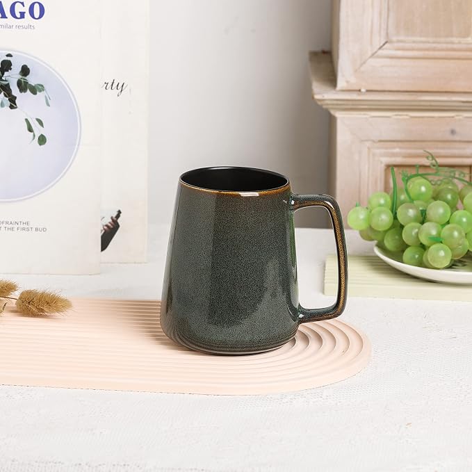 Large Ceramics Coffee Mugs,24 oz,Large Handle Design,Extra Large Tea and Coffee Cup for Office and Home，Microwave and Dishwasher Safe(Color:24 oz green) - Image 3