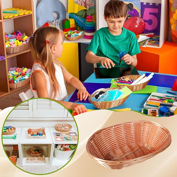12 Pack Plastic Oval Woven Baskets, 10"L x 6"W x 3"H | Small Bread and Fruit Baskets, For Food Storage, Serving, Gift Packaging, Kitchen and Restaurant Display or Storage Basket - Image 7
