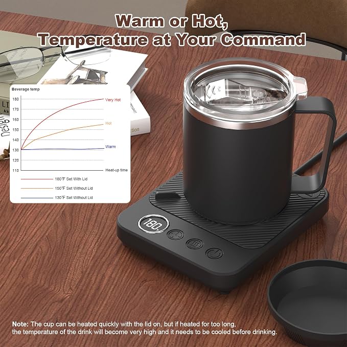 Felibeaco Coffee Mug Warmer &Mug Set for Desk, Smart Coffee Cup Warmer with 16oz Heated Mug, Cup Heater with Auto Shut Off for Office/Home, Coffee Gifts for Women/Men/Dad on Father‘s Day, Black - Image 3