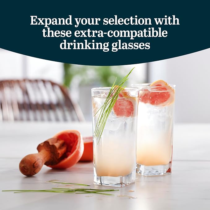 14.3 oz Drinking Glasses Set of 8, Tumblers with Thick Square Base | Crystal Clear Drinking Glasses, Thick Square Base, Everyday Glassware for Water, Juice & Iced Tea, Dishwasher Safe - Image 2