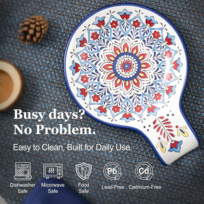 Bico Boho Totem Spoon Rest for Stove Top, Ceramic Spoon Holder for Kitchen Counter, Easy to Clean Coffee Spoon Rest Dishwasher Safe, Kitchen Cooking Utensil Rest for Ladles Spatula - Image 8