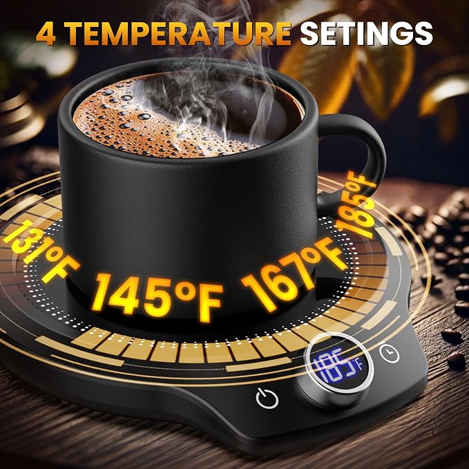 Fast Heating Mug warmer - 4 Temp Settings & 1-12H Timer, Coffee Cup Warmer Plate for Desk Auto Shut Off, LED Display Smart Candle Wax Warmer - Ideal Electric Beverage Warmer Gift for Coffee, Tea, Milk - Image 2