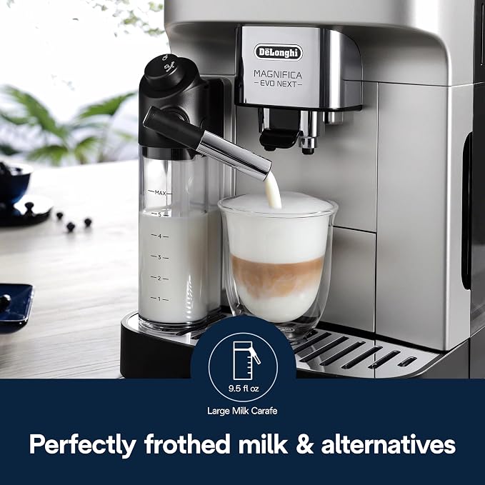 De'Longhi Magnifica Evo Next Automatic Espresso Machine, Frother, Silver | #1 Worldwide Espresso Machine Maker, 13 One-Touch Recipes, Frother, Built-In Grinder, 3 User Profiles - Image 6