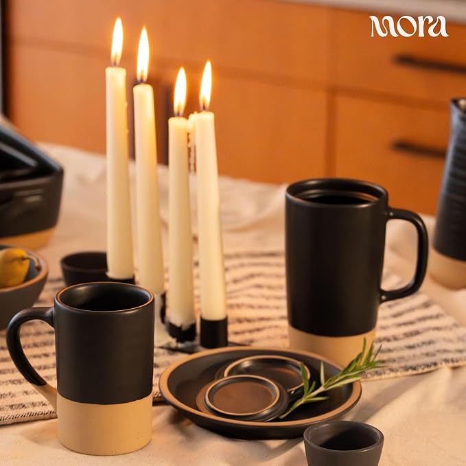 MORA Ceramics Large Tea Mug with Loose Leaf Infuser and Ceramic Lid, 18 oz, Portable, Microwave, Dishwasher Safe, Tall Coffee Cup - Rustic Matte Ceramic Glaze, Modern Herbal Tea Strainer, Liquorice - Image 5