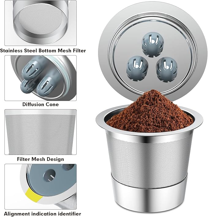 Stainless Steel Reusable K Cups Compatible with Ninja Coffee Maker,Upgrade2 Pack K Cups Reusable Coffee Pods,Permanent Coffee Filters Fit Ninja CFP201 CFP300 CFP305 CFP307 CFP400 (2Pack)