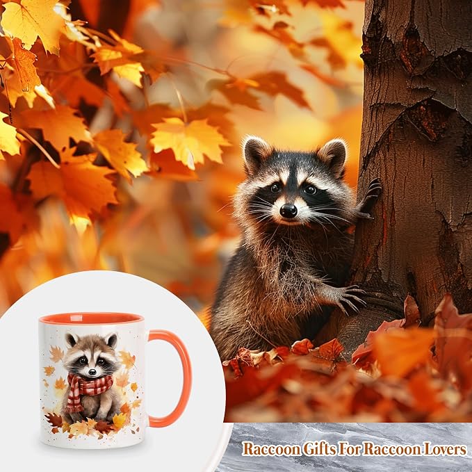 Hyturtle Fall Raccoon Mug, Autumn Birthday Gifts For Raccoon Lovers | Autumn Thanksgiving Decor, Raccoon Gifts For Women, Durable 11oz ceramic mug, Vivid double-sided print, Comfort grip handle - Image 5
