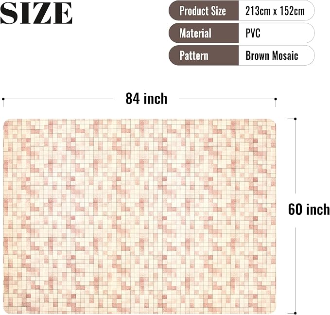 FIFTY FEET 84X60 Inch Rectangle Tablecloth, Vinyl Tablecloth with Flannel Backing Waterproof Table Cloth, Spill Proof Picnic Table Cover for Outdoor/Indoor/Camping/Dining(Brown Plaid) - 4 Packs - Image 5
