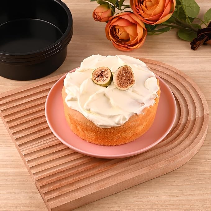 HUAKENER 6 Inch Cake Pan, 6" Round Cake Pan with Parchment Paper | Set of 3 Round Cake Pans with 100 Pieces Parchment Paper, Non-stick Cake Baking Pans, Dishwasher Safe - Image 4