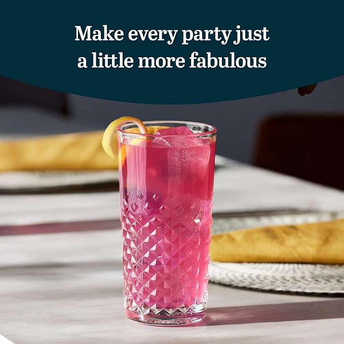 Libbey Carat Tumbler Glasses Set of 4, Faceted 14 oz Drinkware Glasses Set, Dishwasher Safe Tall Drinking Glasses for Cocktails, Soda, and More - Image 2
