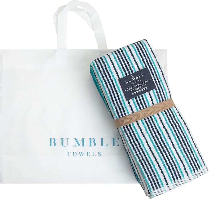 Bumble Kitchen Towels 6 Pack 100% Cotton 16"x26" - Aqua | 430 GSM Soft Kitchen Hand Towels with Hanging Loop, Highly Absorbent & Durable for Washing and Drying Dishes - Image 6