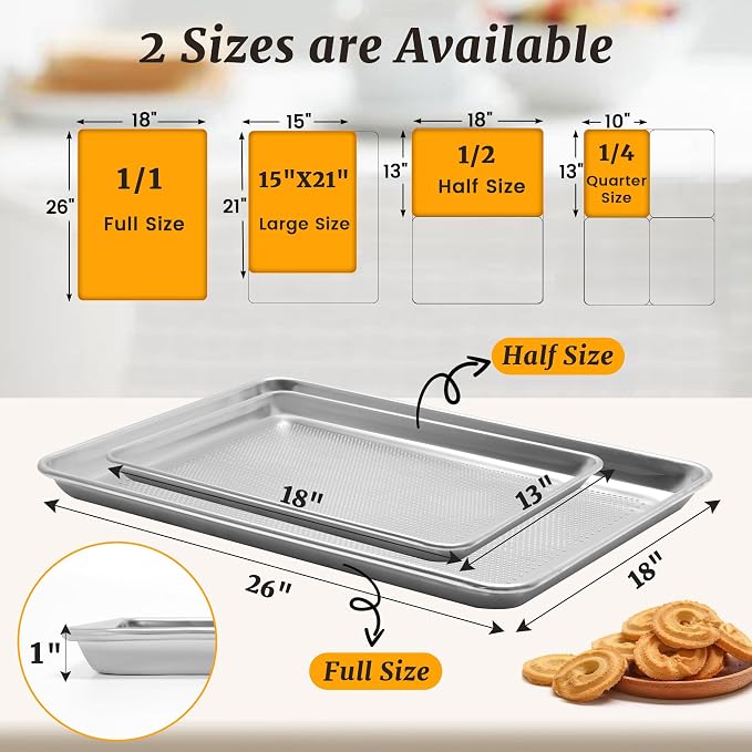 6 Pack Half Size Perforated Aluminum Baking Sheet, 18 x 13 in | NSF, Aluminum Commercial Cookie Sheets, Non-Stick, Oven Safe Up to 500℉ - Image 5