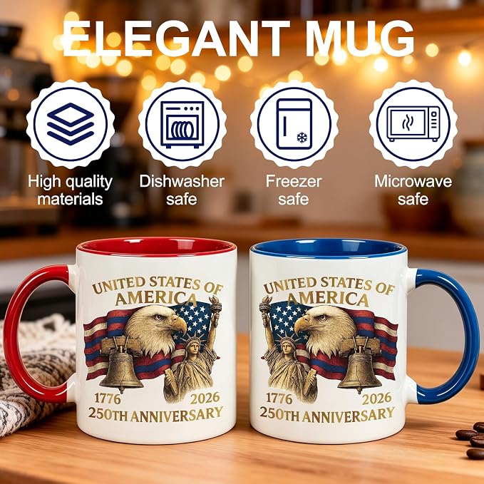 250th Anniversary of America Coffee Mug, 250th anniversary USA coffee mug keepsake, american Flag Coffees Mugs, American Eagle coffees mugs Gift，Best Independence Day gift for Men, Women, Boss-56 - Image 3