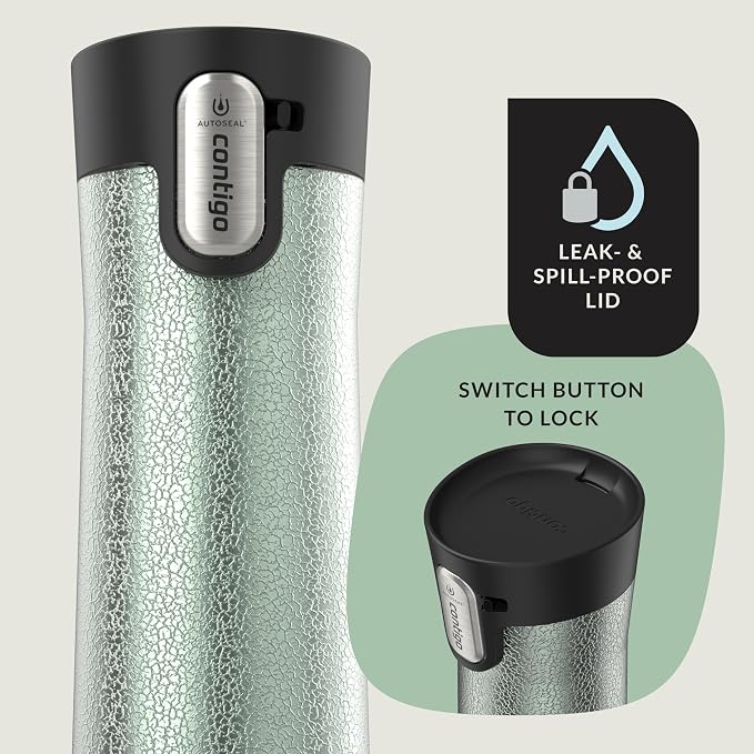 Contigo AUTOSEAL West Loop Vacuum-Insulated Stainless Steel Travel Mug with Easy-Clean Lid 24 oz Crystal Agave - Image 3