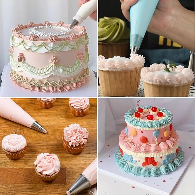 Piping Tips, 7 Pcs Stainless Steel Flower Icing Piping Nozzles Cake Decorating Tips Baking Tool for Cream Cupcake Cookie