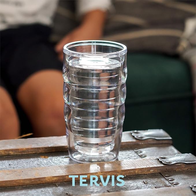 Tervis Clear & Colorful Tabletop Made in USA Double Walled Insulated Tumbler Travel Cup Keeps Drinks Cold & Hot, 10oz Wavy, Clear - Image 5
