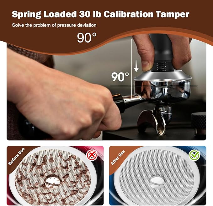 51mm Espresso Accessories Kit, Espresso Tamper with 100 Coffee Filter Papers, WDT Tool, Dosing Ring, Brush, Silicone Mat & Cleaning Cloth – Barista Tools for 51mm Portafilters & Espresso Machines