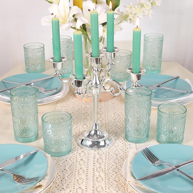 Darlion Vintage Glassware, Green Drinking Glasses, 10oz Green Glass Cups | Food Grade Glass, Lead-Free Glass, Durable&Sturdy, Vintage Decoration - Image 7