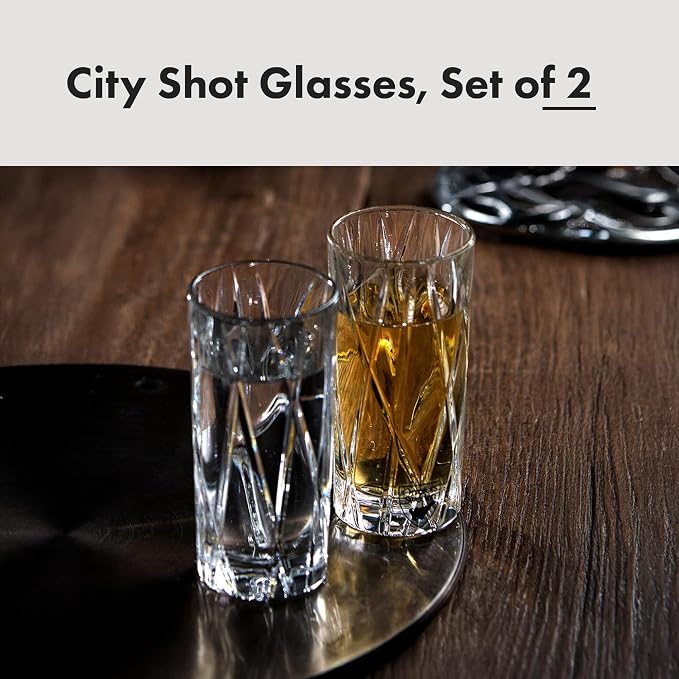Orrefors City Shot Glasses with Heavy Base (Set of 2) - 1.7 Fl. Oz., Asymmetric Design - Crystal, Glassware for Spirits & Shots, Serving Tequila, Vodka, Whiskey, Dishwasher Safe - Image 3