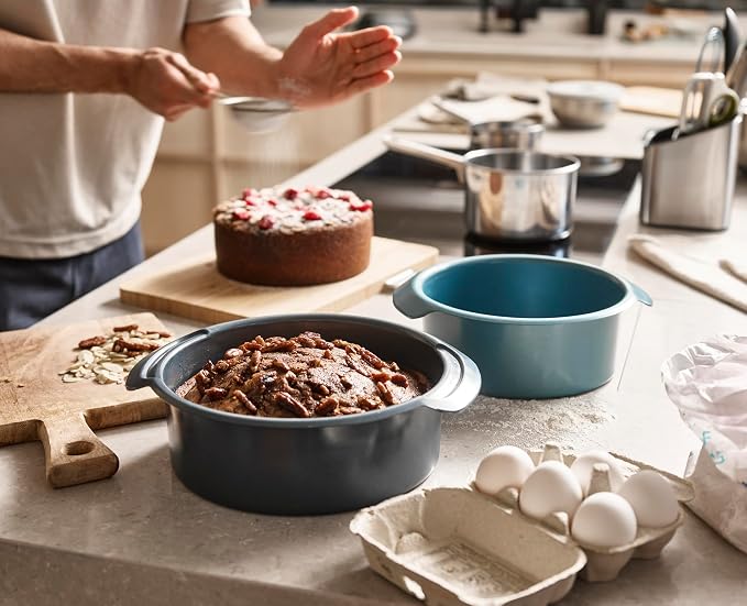 Joseph Joseph Nest™ Bake Non-Stick Round Cake Pan, 9in, Carbon Steel, Easy-Pull Handles, Stackable, Space-Saving Design, 10-Year Guarantee - Image 5