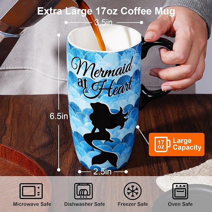Topadorn 17oz Ceramic Travel Mug with Lid and Handle, Porcelain Coffee Cup with Gift Box, Microwave & Dishwasher Safe, Leak-Proof, for Latte, Tea, Cocoa, Milk, Home & Office - Image 9